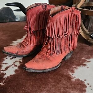 Fringed Red Western Boots